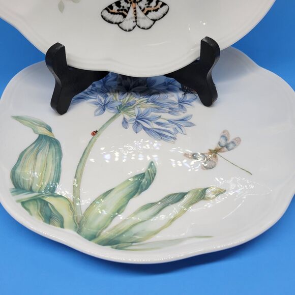 Lenox Butterfly Meadow Luncheon  Plates Scalloped Rim 9" First Quality  Set of 2 - Picture 4 of 12